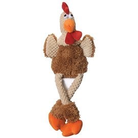 Quaker Pet Group GoDog Checkers Skinny Barn Rooster Dog Toy